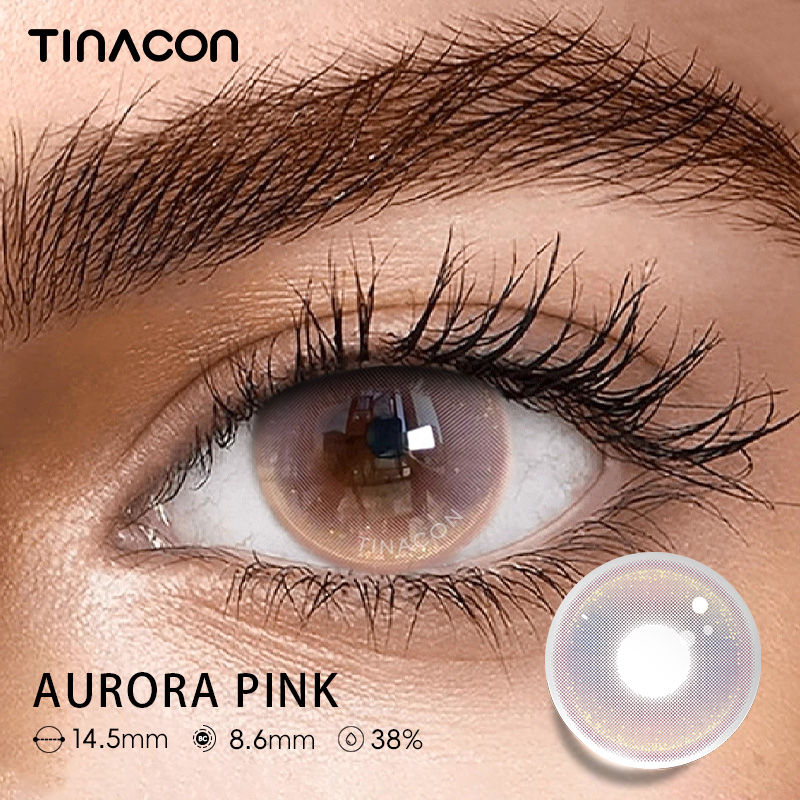 【TiNACON】Aurora Pink 14.5mm 6 Months Natural Watery Soft Contact Lens 2024 New Arrival