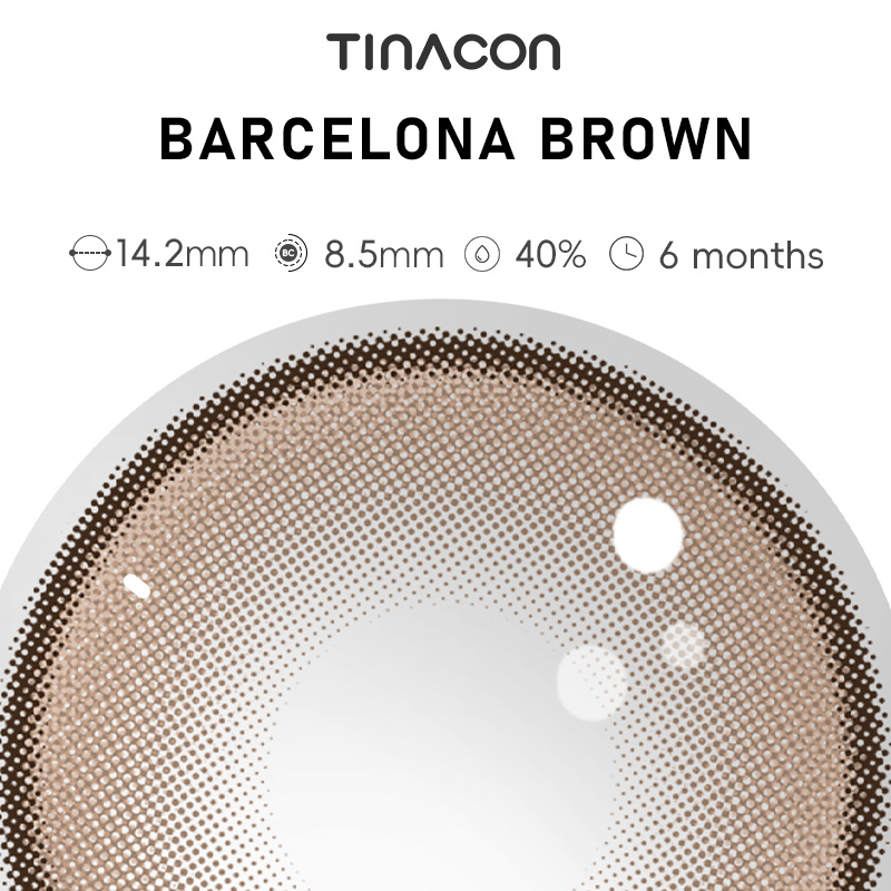 【TiNACON】Barcelona Brown 14.2mm 6 months Watery Soft Contact Lens 2024 New Arrival