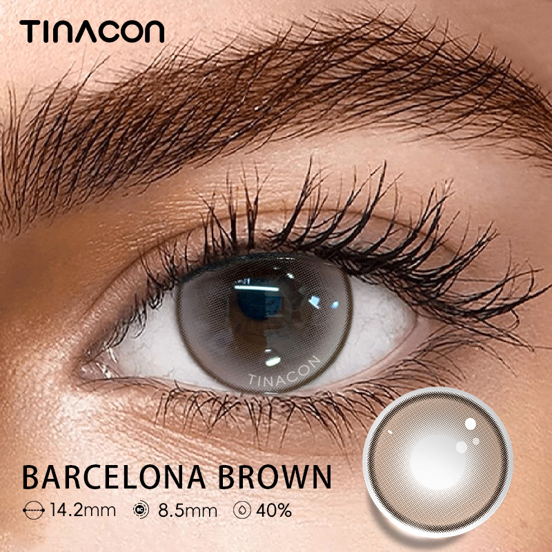 【TiNACON】Barcelona Brown 14.2mm 6 months Watery Soft Contact Lens 2024 New Arrival