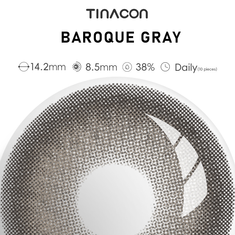 【TiNACON】Baroque Gray 14.2mm Daily Watery Soft Contact Lens 2024 New Arrival