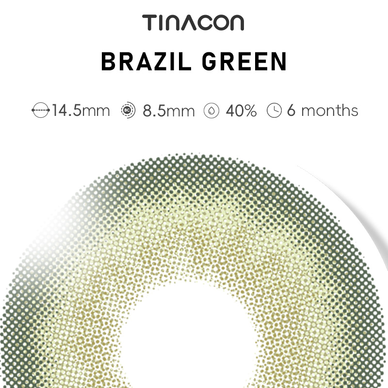 【TiNACON】Brazil Green 14.5mm 6 Months Natural Watery Soft Contact Lens 2024 New Arrival