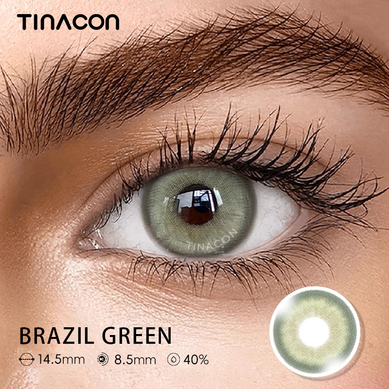 【TiNACON】Brazil Green 14.5mm 6 Months Natural Watery Soft Contact Lens 2024 New Arrival