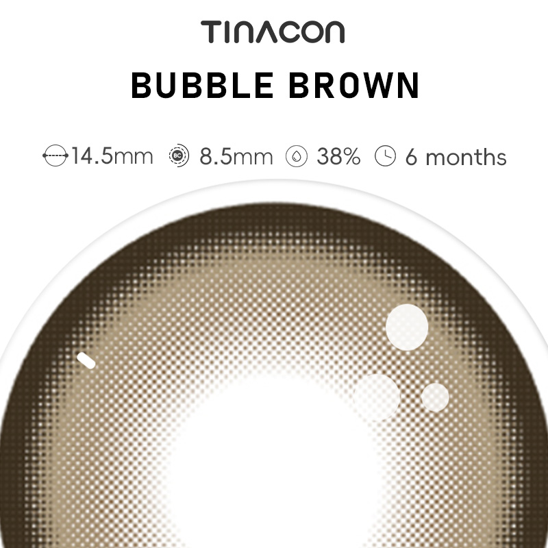 【TiNACON】Bubble Brown 14.5mm 6 months Watery Soft Contact Lens 2024 New Arrival