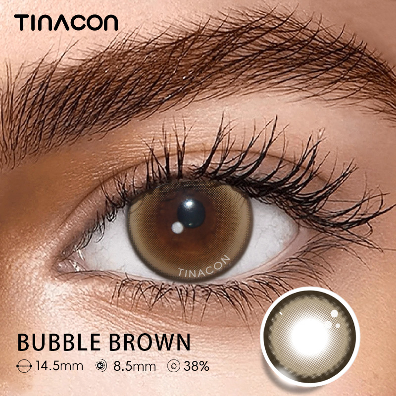 【TiNACON】Bubble Brown 14.5mm 6 months Watery Soft Contact Lens 2024 New Arrival