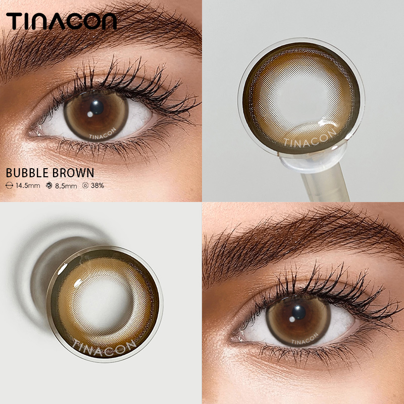 【TiNACON】Bubble Brown 14.5mm 6 months Watery Soft Contact Lens 2024 New Arrival