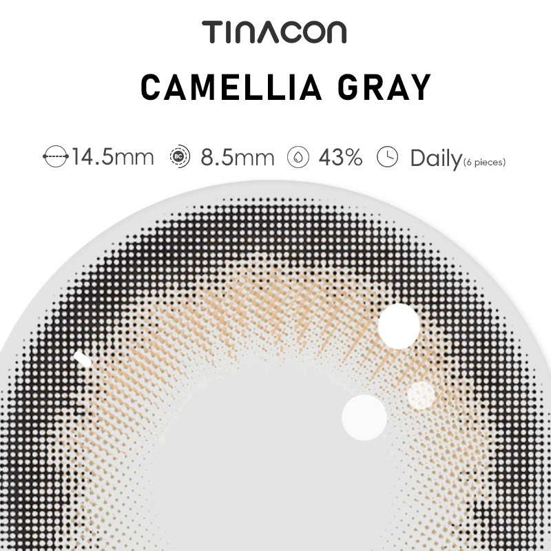 【TiNACON】Camellia Gray 14.5mm Daily Watery Soft Contact Lens 2024 New Arrival