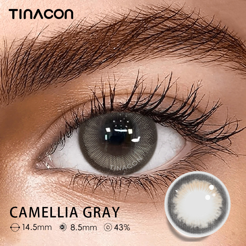 【TiNACON】Camellia Gray 14.5mm Daily Watery Soft Contact Lens 2024 New Arrival