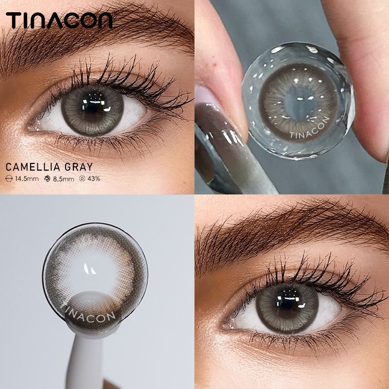 【TiNACON】Camellia Gray 14.5mm Daily Watery Soft Contact Lens 2024 New Arrival
