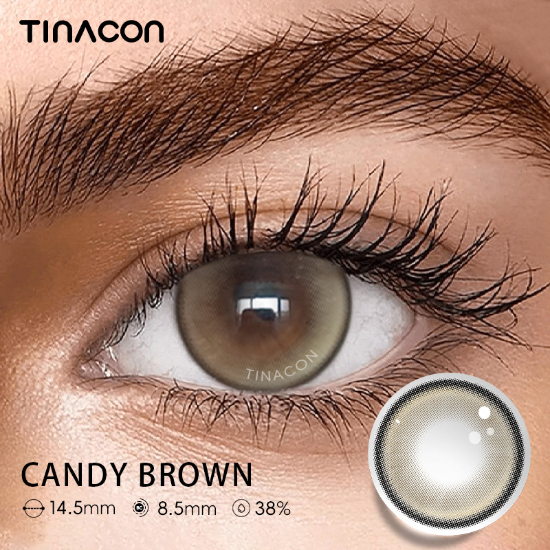 【TiNACON】Candy Brown 14.5mm Daily Watery Soft Contact Lens 2024 New Arrival