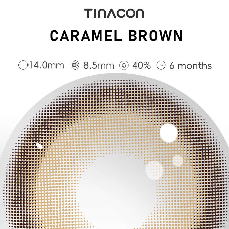 【TiNACON】Caramel Brown 14.0mm 6 months Watery Soft Contact Lens 2024 New Arrival