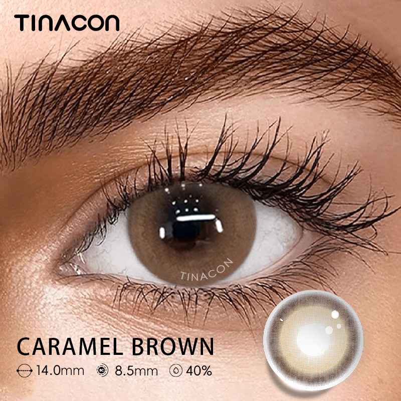【TiNACON】Caramel Brown 14.0mm 6 months Watery Soft Contact Lens 2024 New Arrival