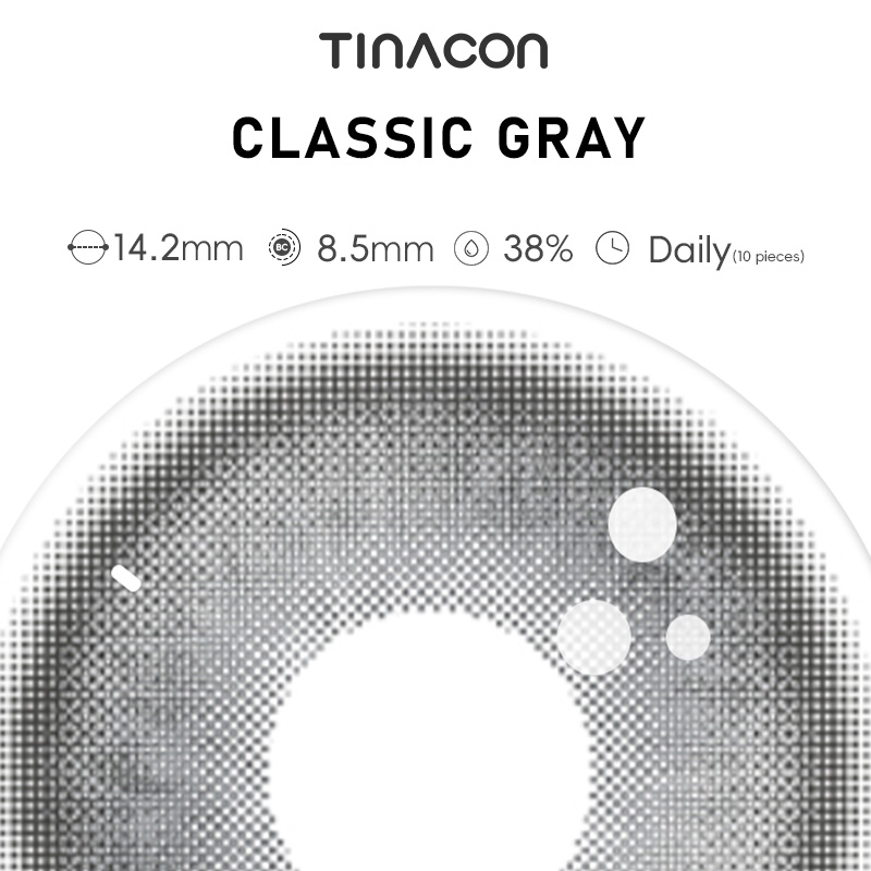 【TiNACON】Classic Gray 14.2mm Daily Watery Soft Contact Lens 2024 New Arrival
