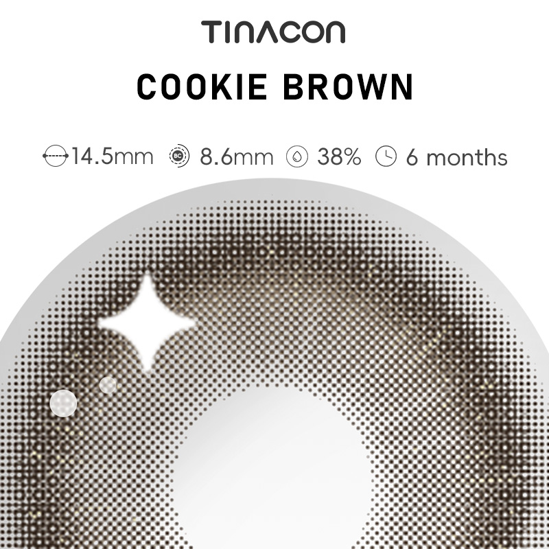 【TiNACON】Cookie Brown 14.5mm 6 months Watery Soft Contact Lens 2024 New Arrival