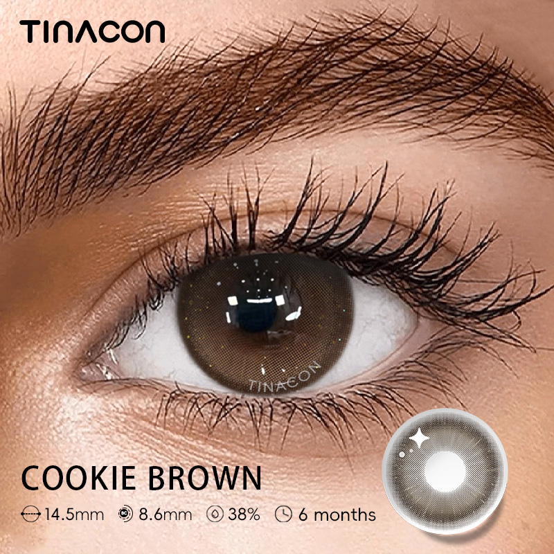 【TiNACON】Cookie Brown 14.5mm 6 months Watery Soft Contact Lens 2024 New Arrival