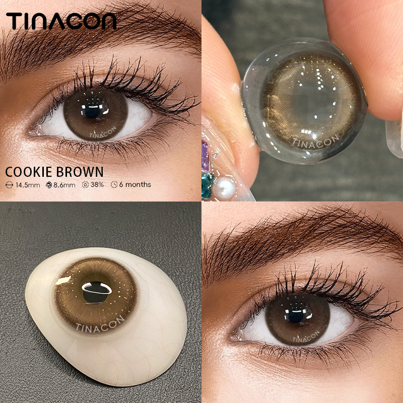 【TiNACON】Cookie Brown 14.5mm 6 months Watery Soft Contact Lens 2024 New Arrival