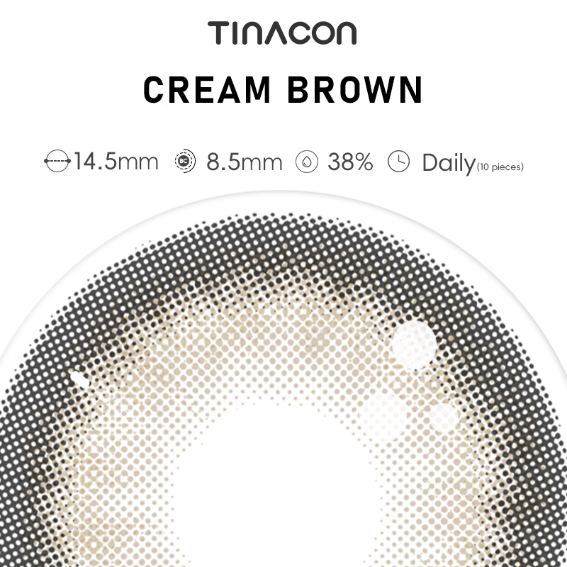 【TiNACON】Cream Brown 14.5mm Daily Watery Soft Contact Lens 2024 New Arrival