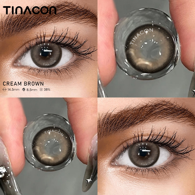 【TiNACON】Cream Brown 14.5mm Daily Watery Soft Contact Lens 2024 New Arrival