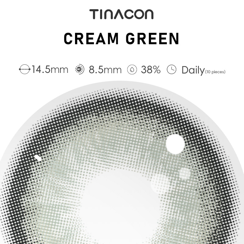 【TiNACON】Cream Green 14.5mm Daily Watery Soft Contact Lens 2024 New Arrival