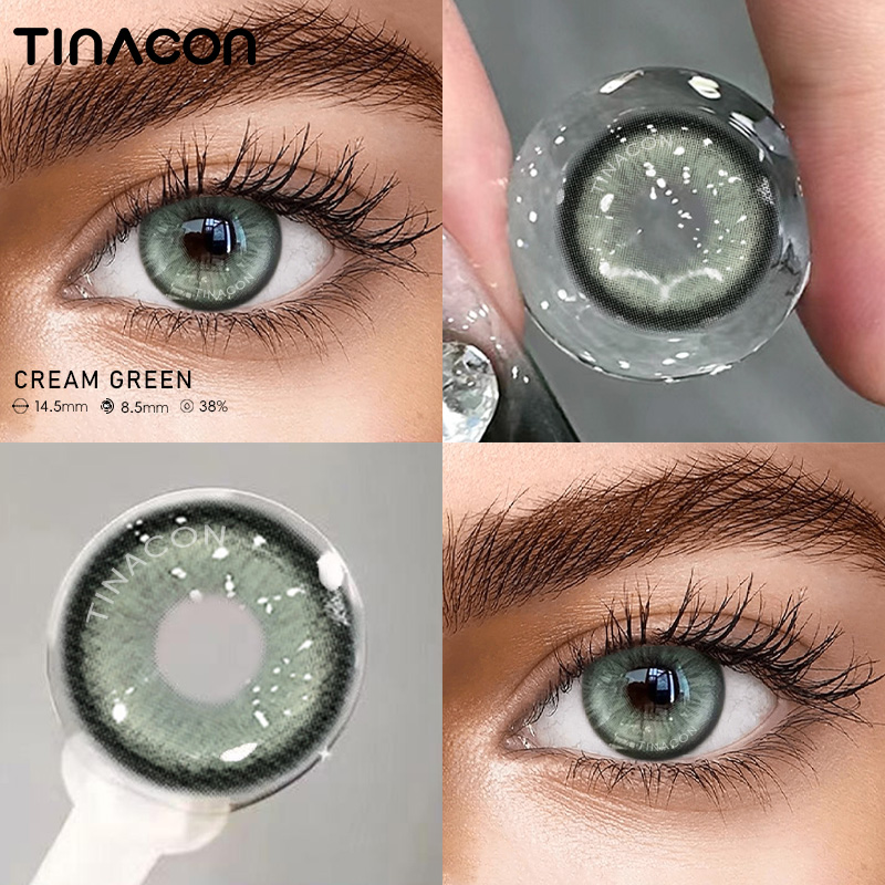 【TiNACON】Cream Green 14.5mm Daily Watery Soft Contact Lens 2024 New Arrival