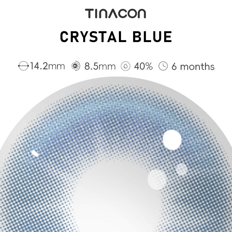 【TiNACON】Crystal Blue 14.2mm 6 Months Natural Watery Soft Contact Lens 2024 New Arrival