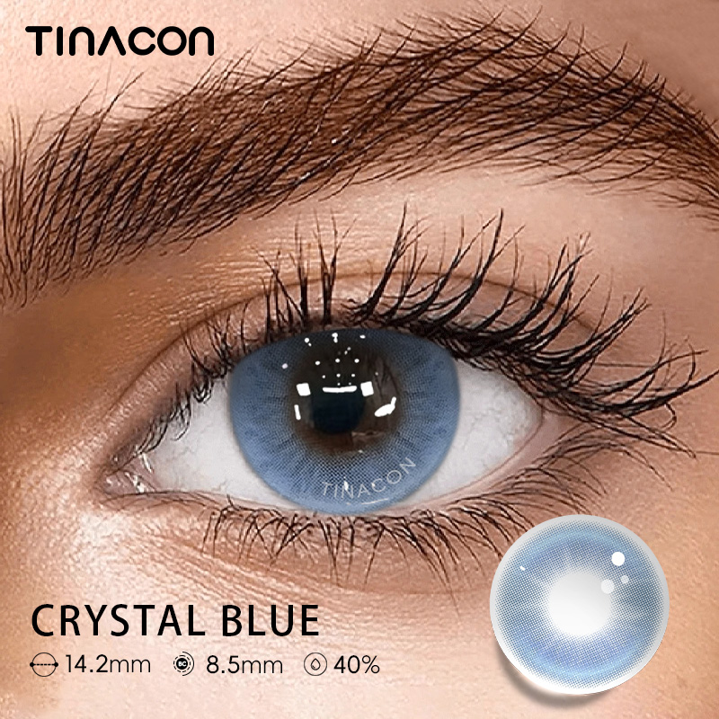 【TiNACON】Crystal Blue 14.2mm 6 Months Natural Watery Soft Contact Lens 2024 New Arrival