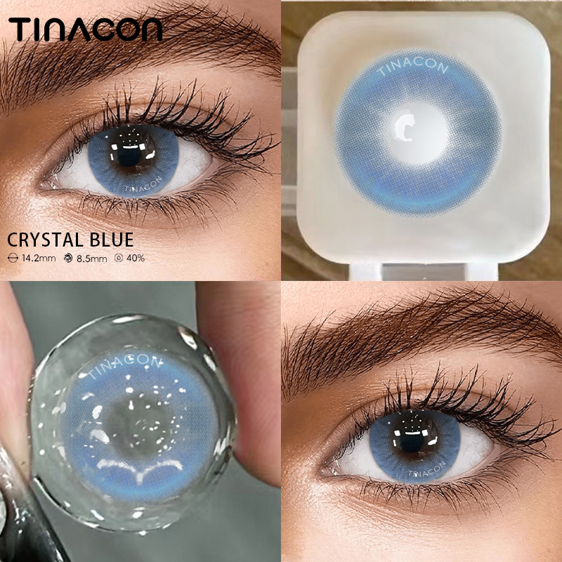【TiNACON】Crystal Blue 14.2mm 6 Months Natural Watery Soft Contact Lens 2024 New Arrival