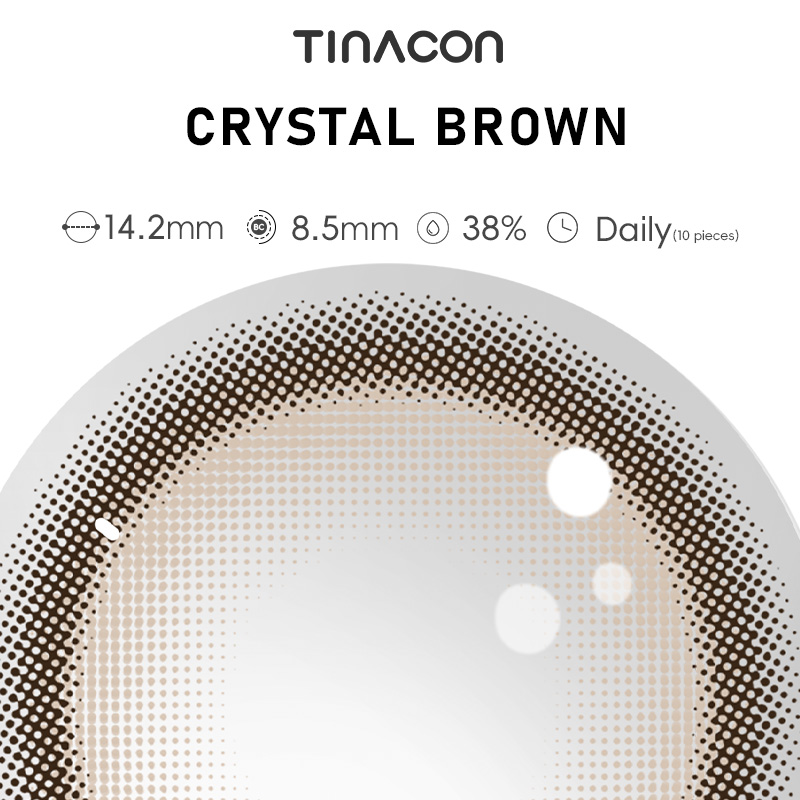【TiNACON】Crystal Brown 14.2mm Daily Watery Soft Contact Lens 2024 New Arrival