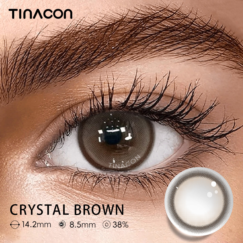 【TiNACON】Crystal Brown 14.2mm Daily Watery Soft Contact Lens 2024 New Arrival
