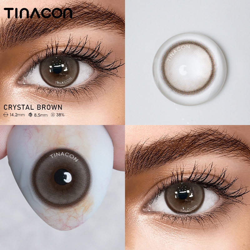 【TiNACON】Crystal Brown 14.2mm Daily Watery Soft Contact Lens 2024 New Arrival
