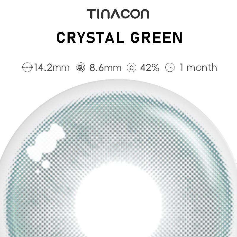 【TiNACON】Crystal Green 14.2mm Monthly Watery Contact Lens 2024 New Arrival