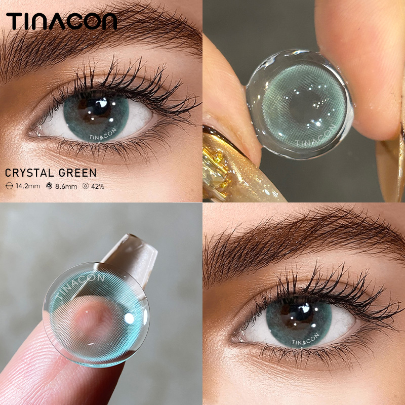 【TiNACON】Crystal Green 14.2mm Monthly Watery Contact Lens 2024 New Arrival
