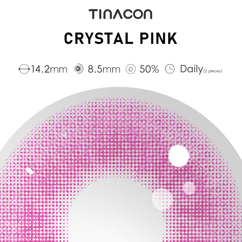 【TiNACON】Crystal Pink 14.2mm Vampire Cosplay 2 Pieces Drag Queen Halloween Watery Contact Lens