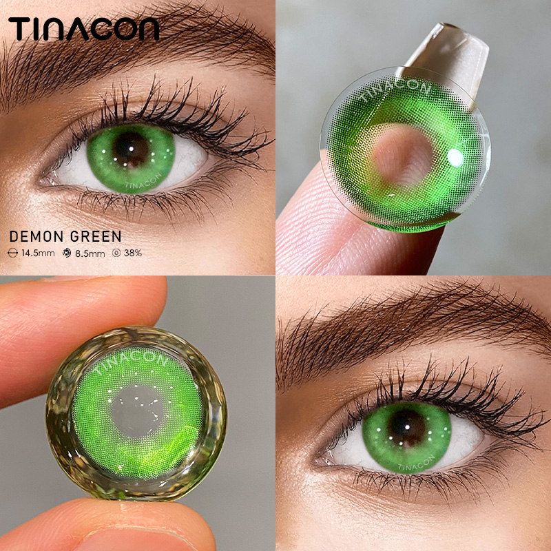 【TiNACON】Demon Green 14.5mm Daily Watery Soft Cosplay Contact Lens 2024 New Arrival