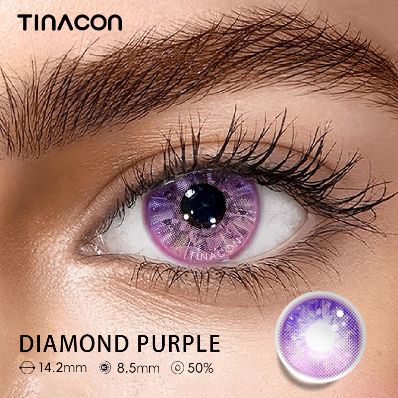【Tinacon】Diamond  Purple 14.2mm Daily Watery Contact Lens 2024 New Arrival