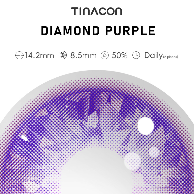 【TiNACON】Diamond  Purple 14.2mm Daily Cosplay Drag Queen Watery Contact Lens