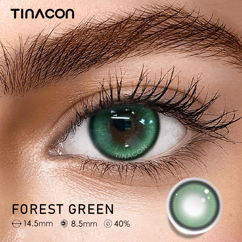 【TiNACON】Forest Green 14.5mm 6 Months Natural Watery Soft Contact Lens 2024 New Arrival