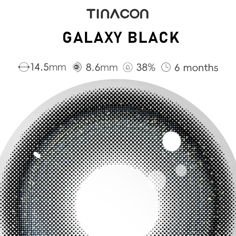 【TiNACON】 Galaxy Black 14.5mm 6 Months Natural Watery Soft Contact Lens 2024 New Arrival