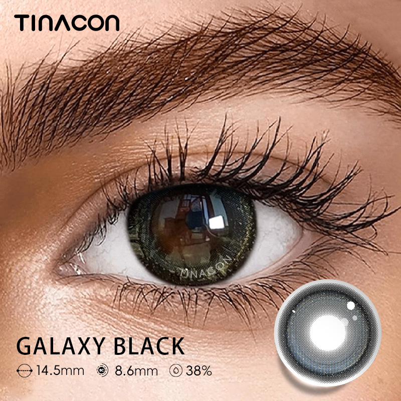 【TiNACON】 Galaxy Black 14.5mm 6 Months Natural Watery Soft Contact Lens 2024 New Arrival
