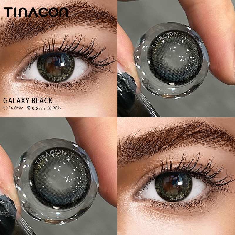 【TiNACON】 Galaxy Black 14.5mm 6 Months Natural Watery Soft Contact Lens 2024 New Arrival