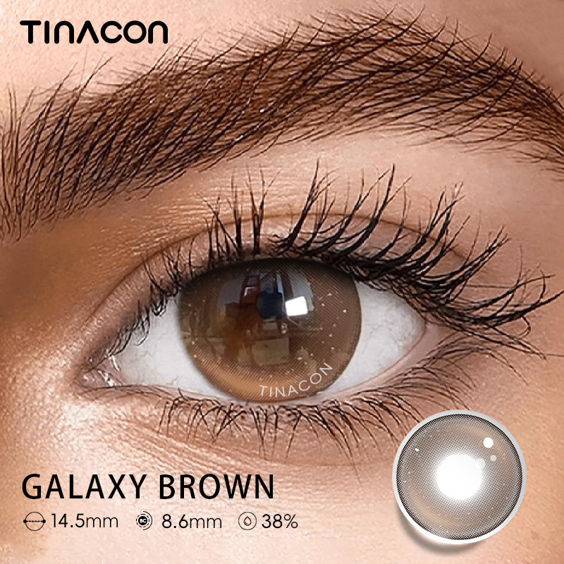 【TiNACON】 Galaxy Brown 14.5mm 6 Months Natural Watery Soft Contact Lens 2024 New Arrival