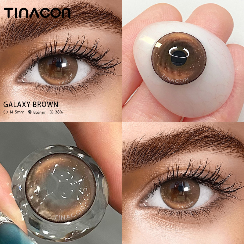 【TiNACON】 Galaxy Brown 14.5mm 6 Months Natural Watery Soft Contact Lens 2024 New Arrival