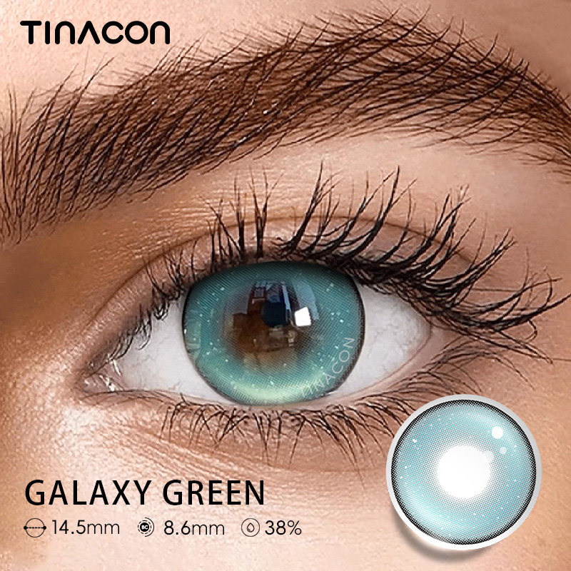 【TiNACON】Galaxy Green 14.5mm 6 Months Natural Watery Soft Contact Lens 2024 New Arrival