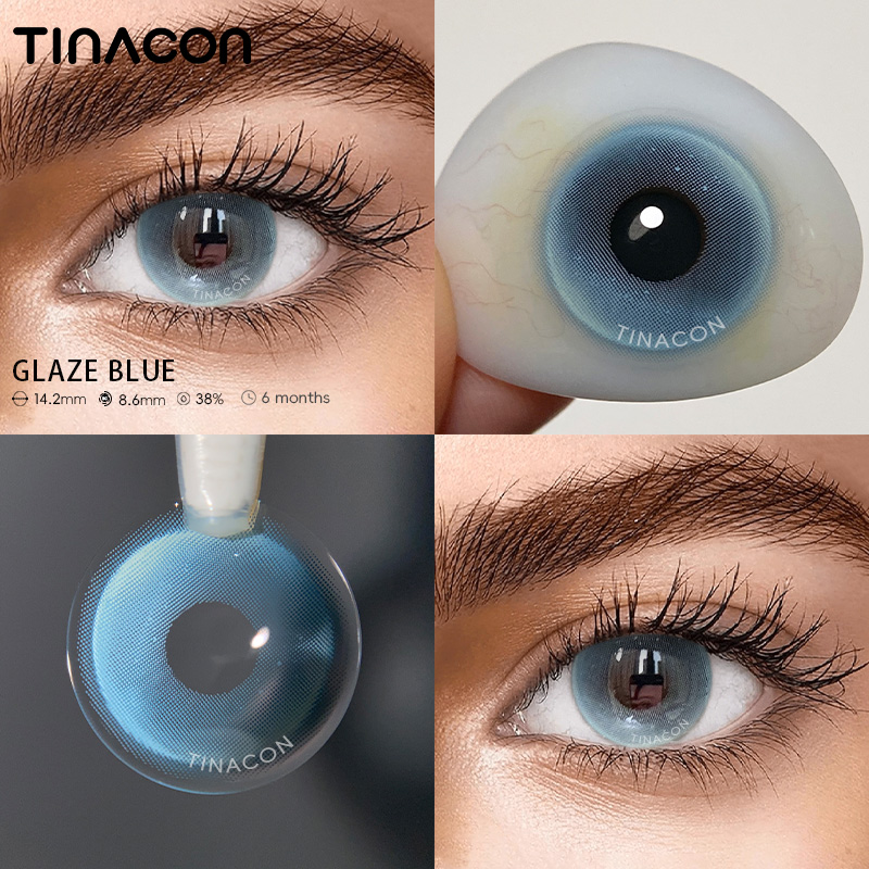 【TiNACON】Glaze Blue 14.2mm Daily Watery Soft Contact Lens 2024 New Arrival