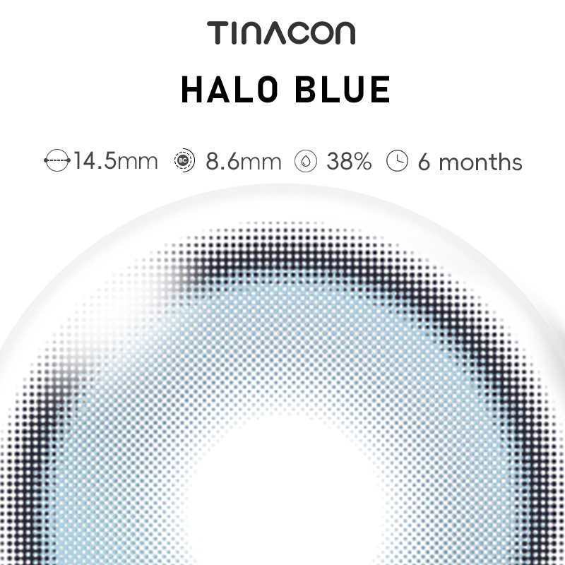 【TiNACON】Halo Blue 14.5mm Daily Watery Soft Contact Lens 2024 New Arrival