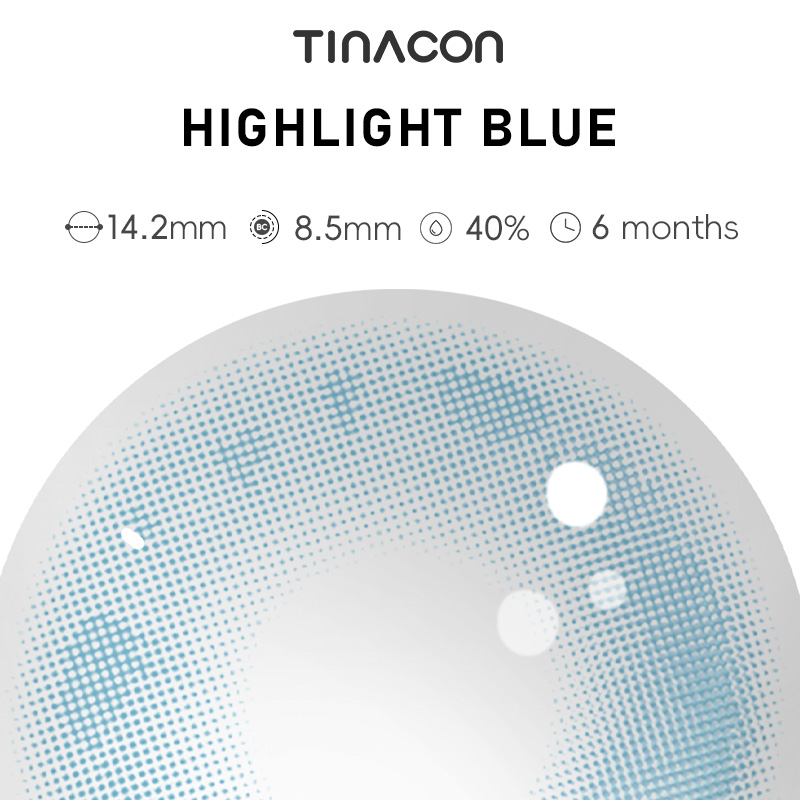 【TiNACON】 Highlight Blue 14.2mm 6 Months Natural Watery Soft Contact Lens