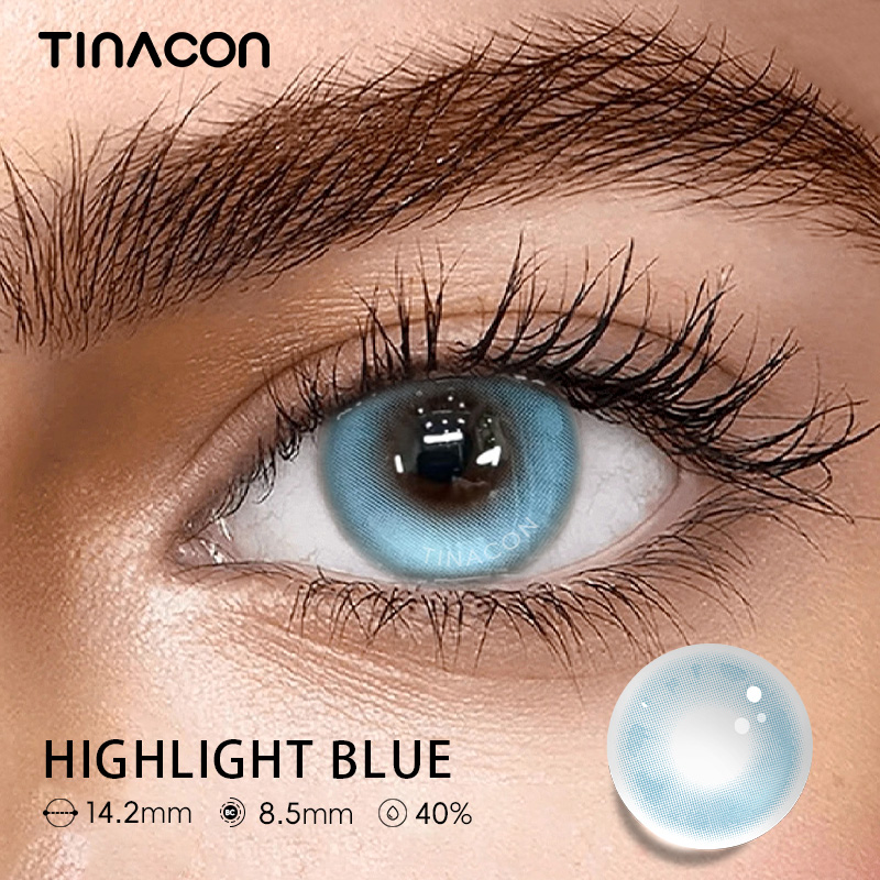 【TiNACON】 Highlight Blue 14.2mm 6 Months Natural Watery Soft Contact Lens 2024 New Arrival
