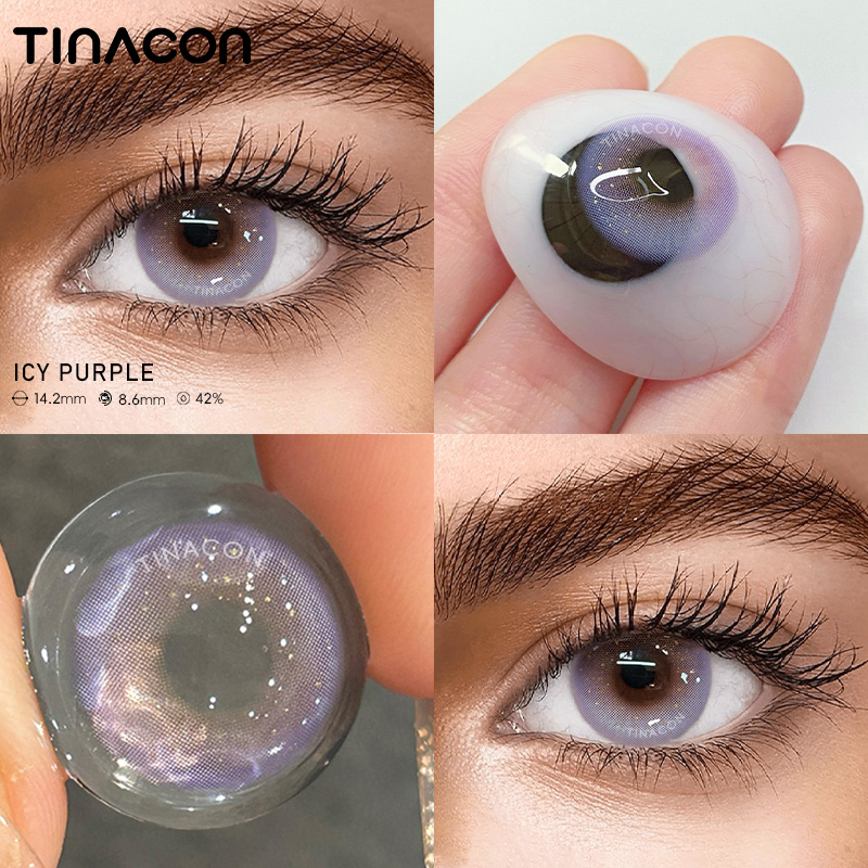 【TiNACON】 Icy Purple 14.2mm Daily Watery Soft Contact Lens 2024 New Arrival
