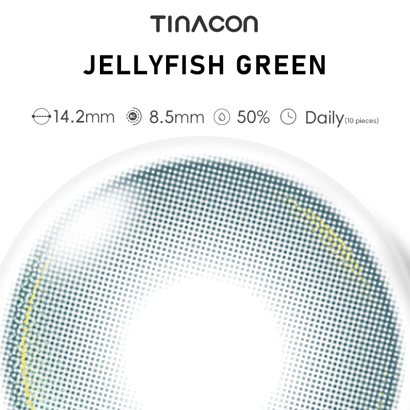【TiNACON】Jellyfish Green 14.2mm Daily Watery Soft Contact Lens 2024 New Arrival