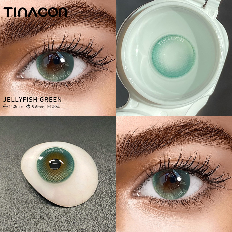 【TiNACON】Jellyfish Green 14.2mm Daily Watery Soft Contact Lens 2024 New Arrival