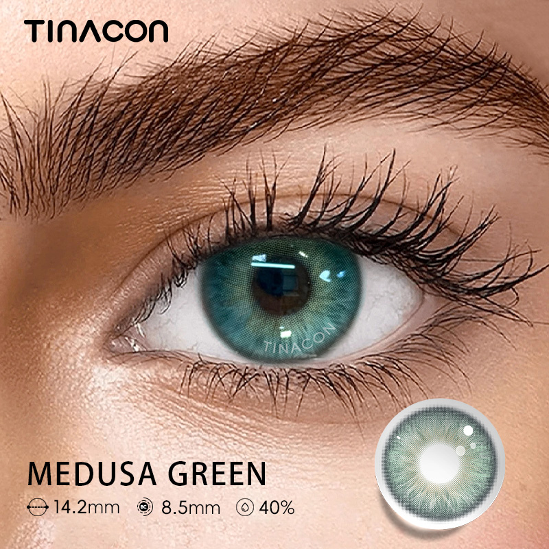 【TiNACON】Medusa Green 14.2mm 6 Months Natural Watery Soft Contact Lens 2024 New Arrival